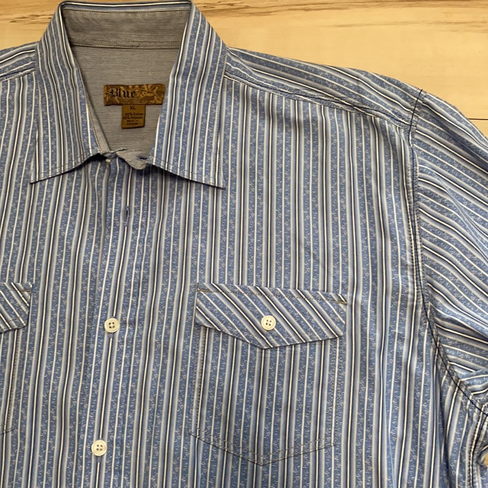 Blue Pronto Uomo XL Button Front Stripes Shirt - Picture 2 of 8